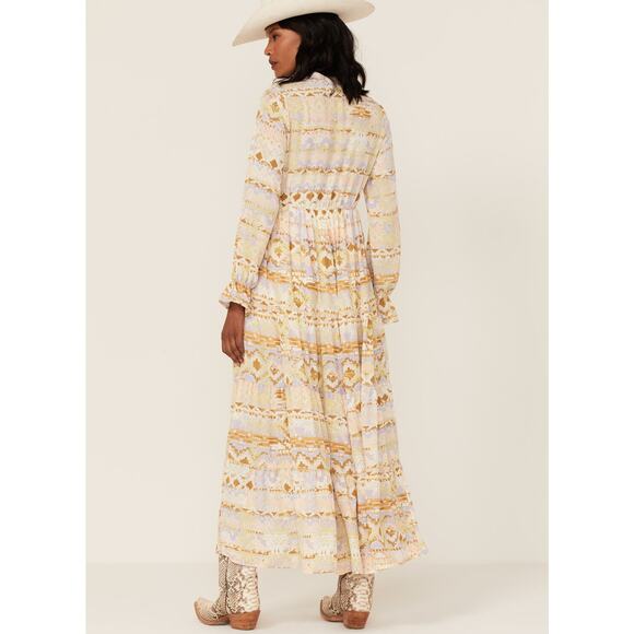 Shyanne Watercolor Southwestern Long Sleeve Maxi Dress - Picture 2 of 10